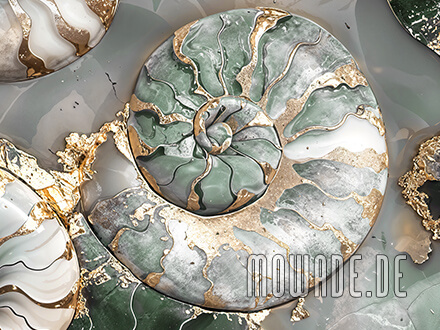 tapete steinoptik ammonit gruen gold weiss